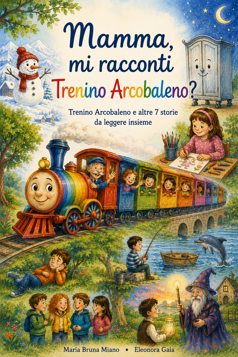 Copertina del libro Mamma, mi racconti Trenino Arcobaleno?